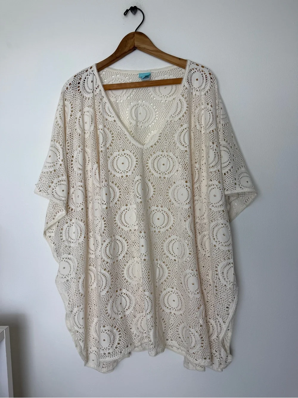 Melissa Odabash Cream Crochet V-Neck Swim Coverup